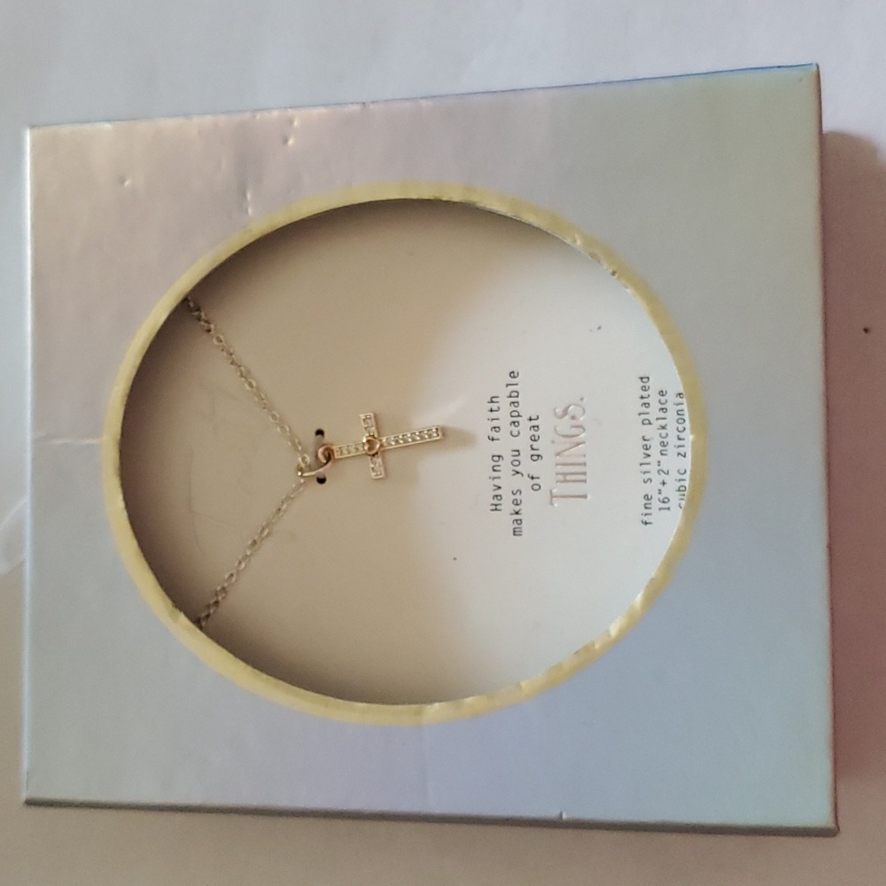 CZ cross gemstone necklace brand new